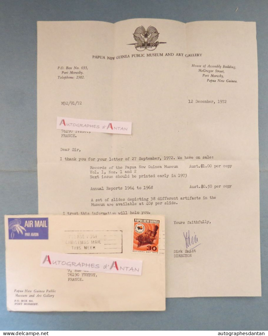 ● Lettre 1972 PAPUA NEW GUINEA Public MUSEUM And ART GALLERY - Dirk Smidt Director - Letter > France - Port Moresby - Otros & Sin Clasificación