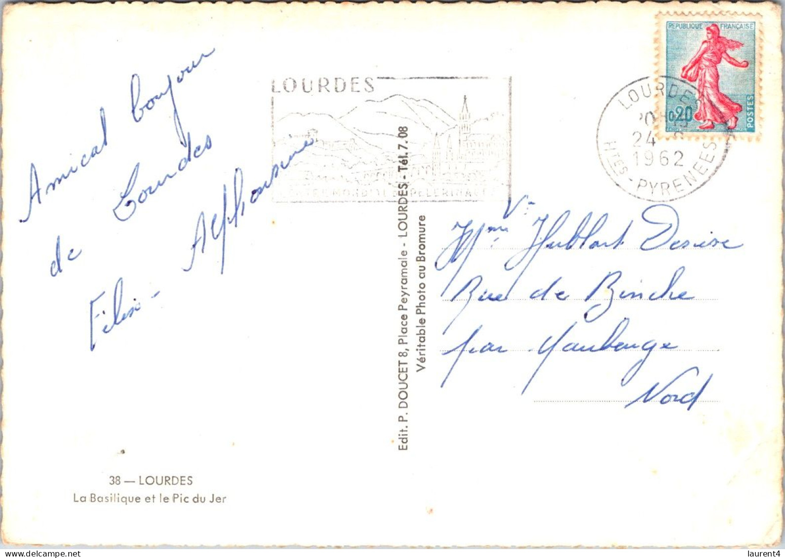 23-4-2024 (2 Z 48) France - Basilique De Lourdes  (posted 1962) - Kirchen U. Kathedralen