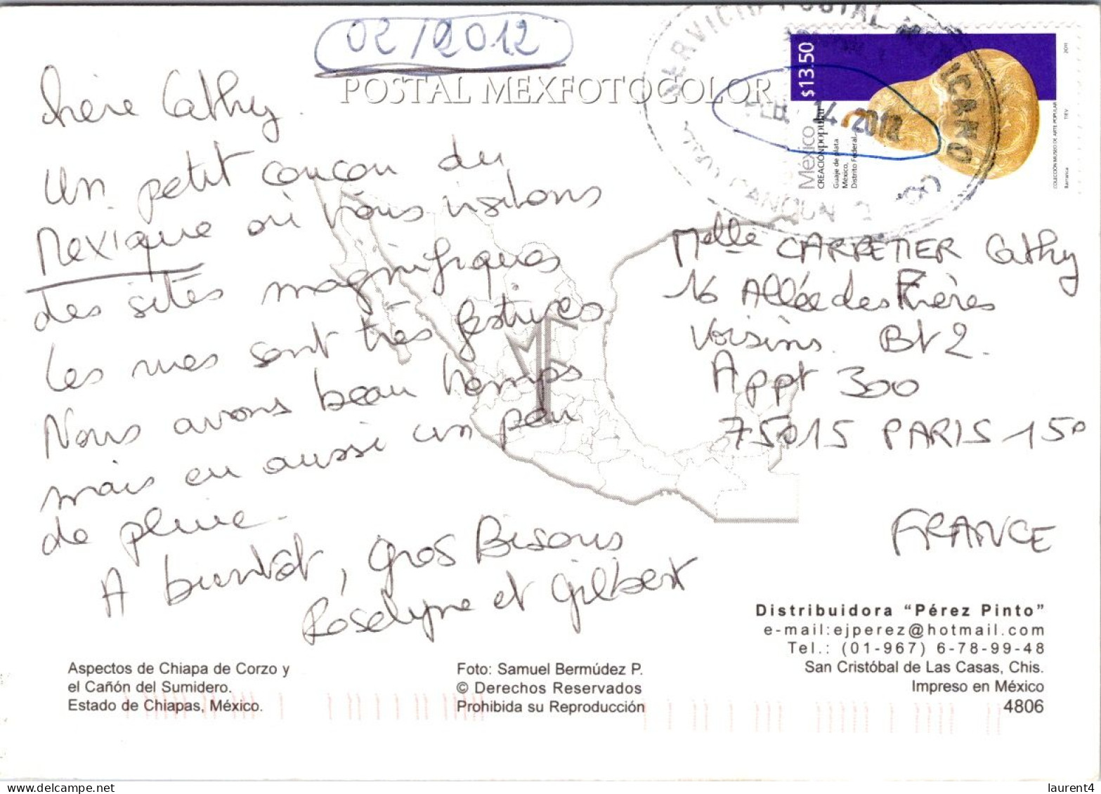 23-4-2024 (2 Z 48) Mexico (posted To France) Chiapas De Corzo - Mexique