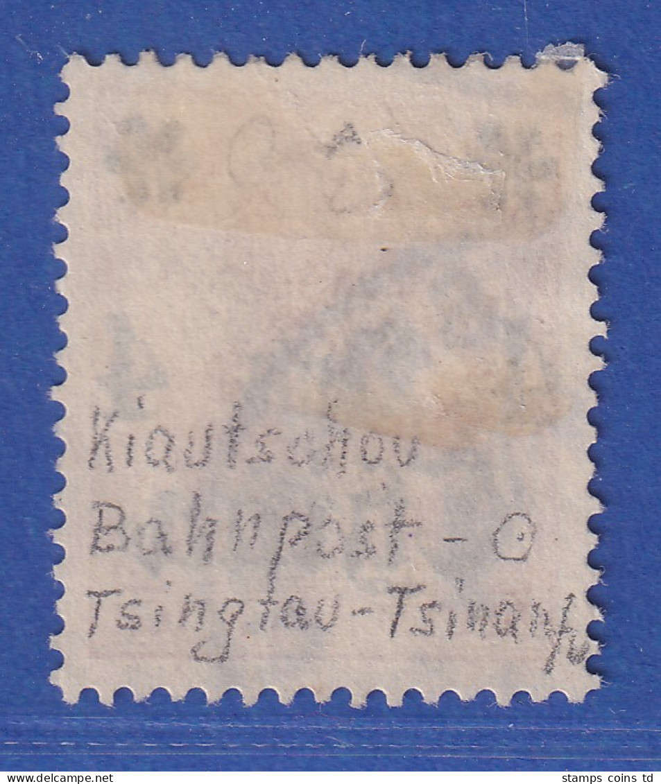 Deutsche Post In China Mi.-Nr. 30 Mit Teilabschlag Bahnpost-O TSINGTAU-TSINANFU - Cina (uffici)