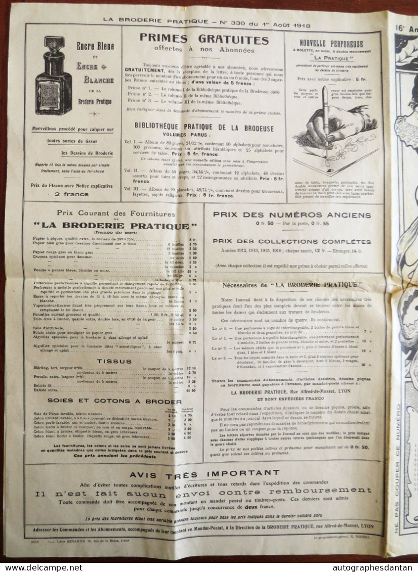 ● La BRODERIE PRATIQUE De LYON - Journal 1918 - N°330 - Ribière - Rhône - Ww1 - Couture - Other & Unclassified