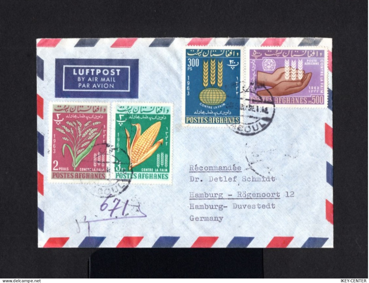 9002-AFGHANISTAN-AIRMAIL COVER KABOUL To HAMBURG (germany) 1963.AEREO.Enveloppe Aerien - Afghanistan