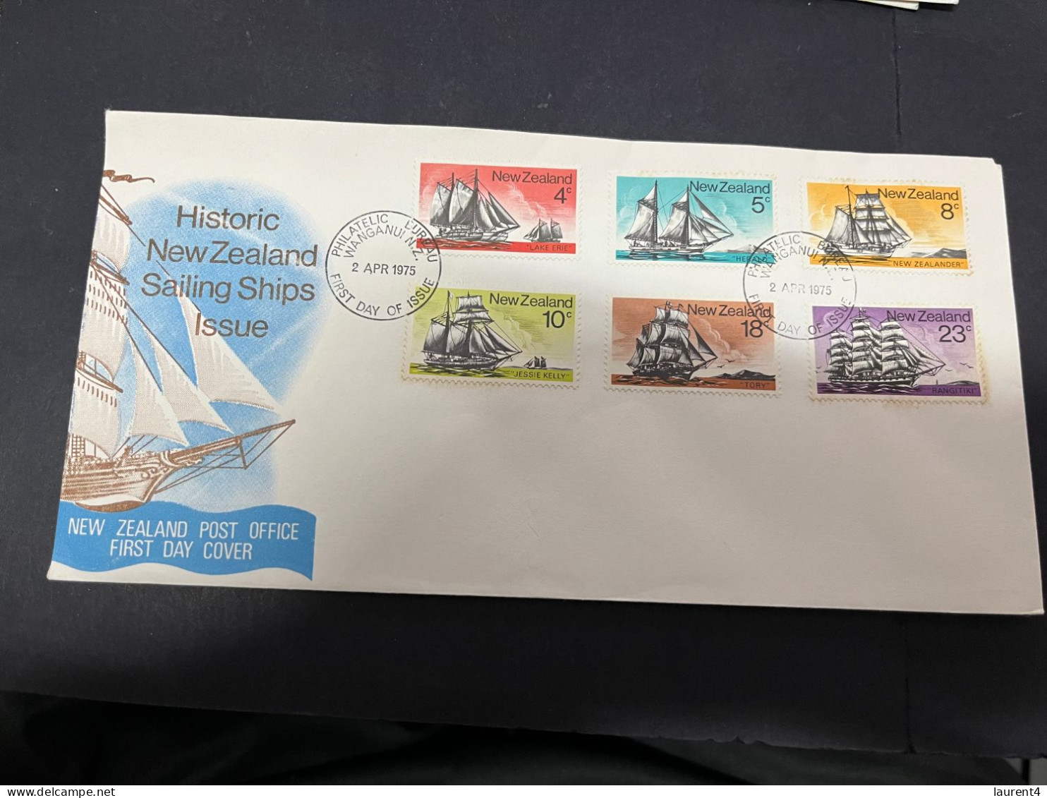23-4-2024 (2 Z 49) FDC - New Zealand - 1975 - Sailing Ships (light Rust) - FDC