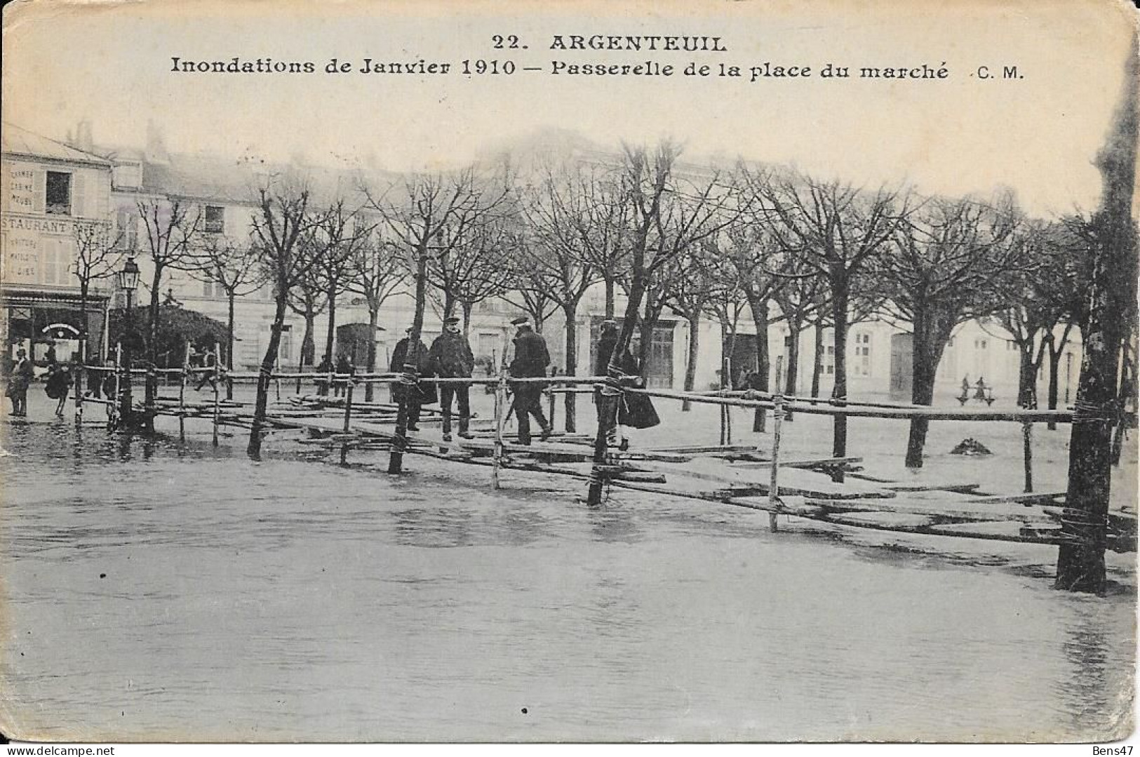 95 Argenteuil Inondations De Janvier 1910 - Passerelie De La Place Du Marché - Argenteuil