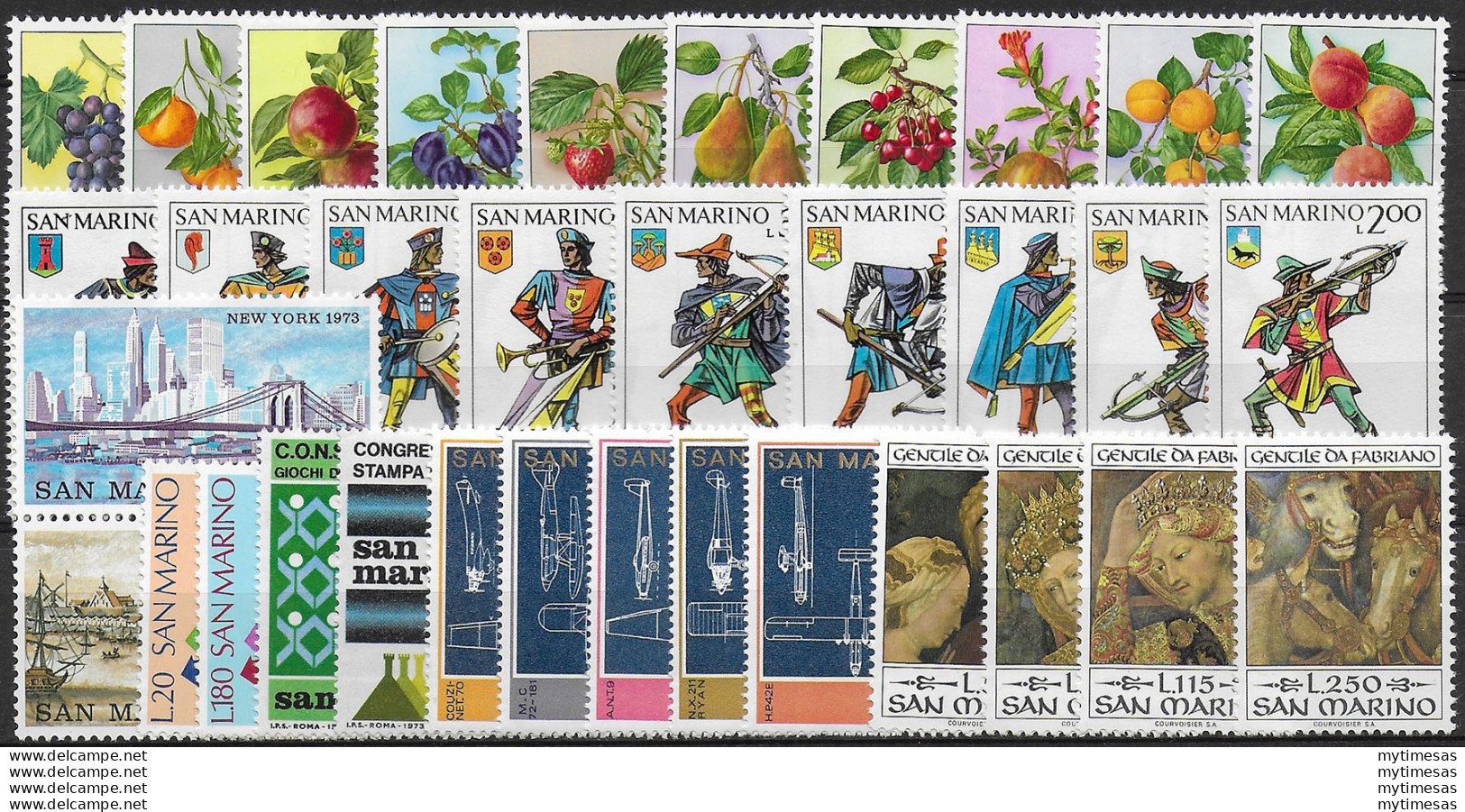 1973 San Marino Annata Completa 34v. MNH - Sonstige & Ohne Zuordnung