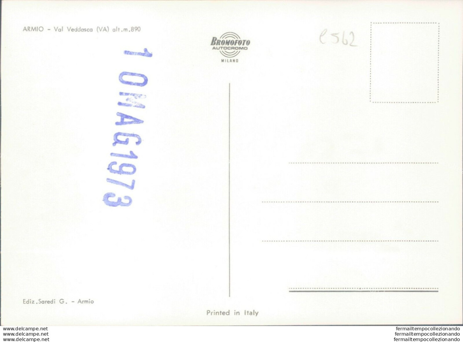 C562 - Cartolina Provincia Di Varese - Saluti Da Armio - Varese
