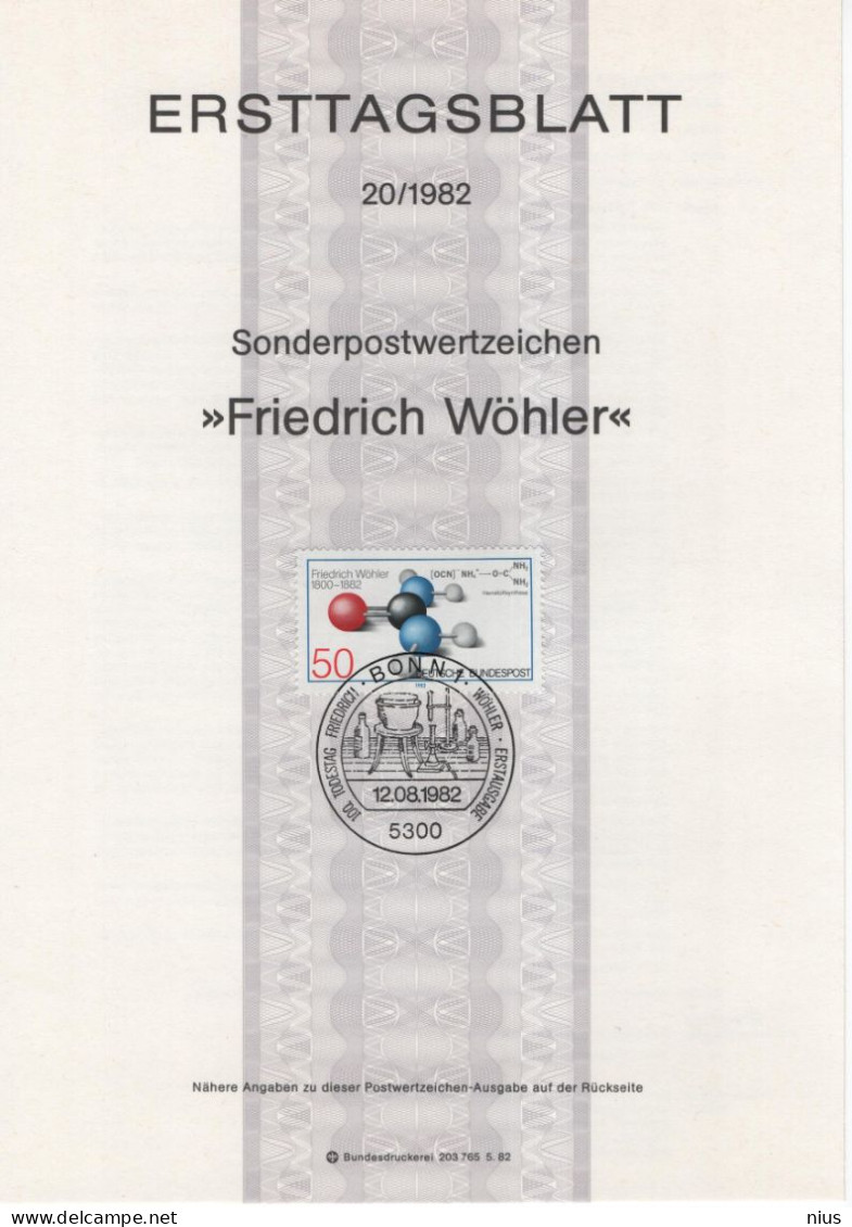 Germany Deutschland 1982-20 Friedrich Wohler, German Chemist, Chemistry, Canceled In Bonn - 1981-1990