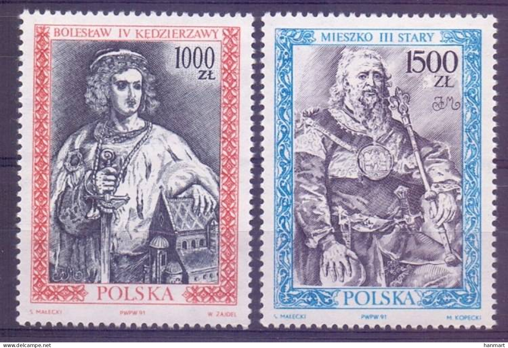 Poland 1991 Mi 3326-3327 Fi 3178-3179 MNH  (ZE4 PLD3326-3327) - Königshäuser, Adel