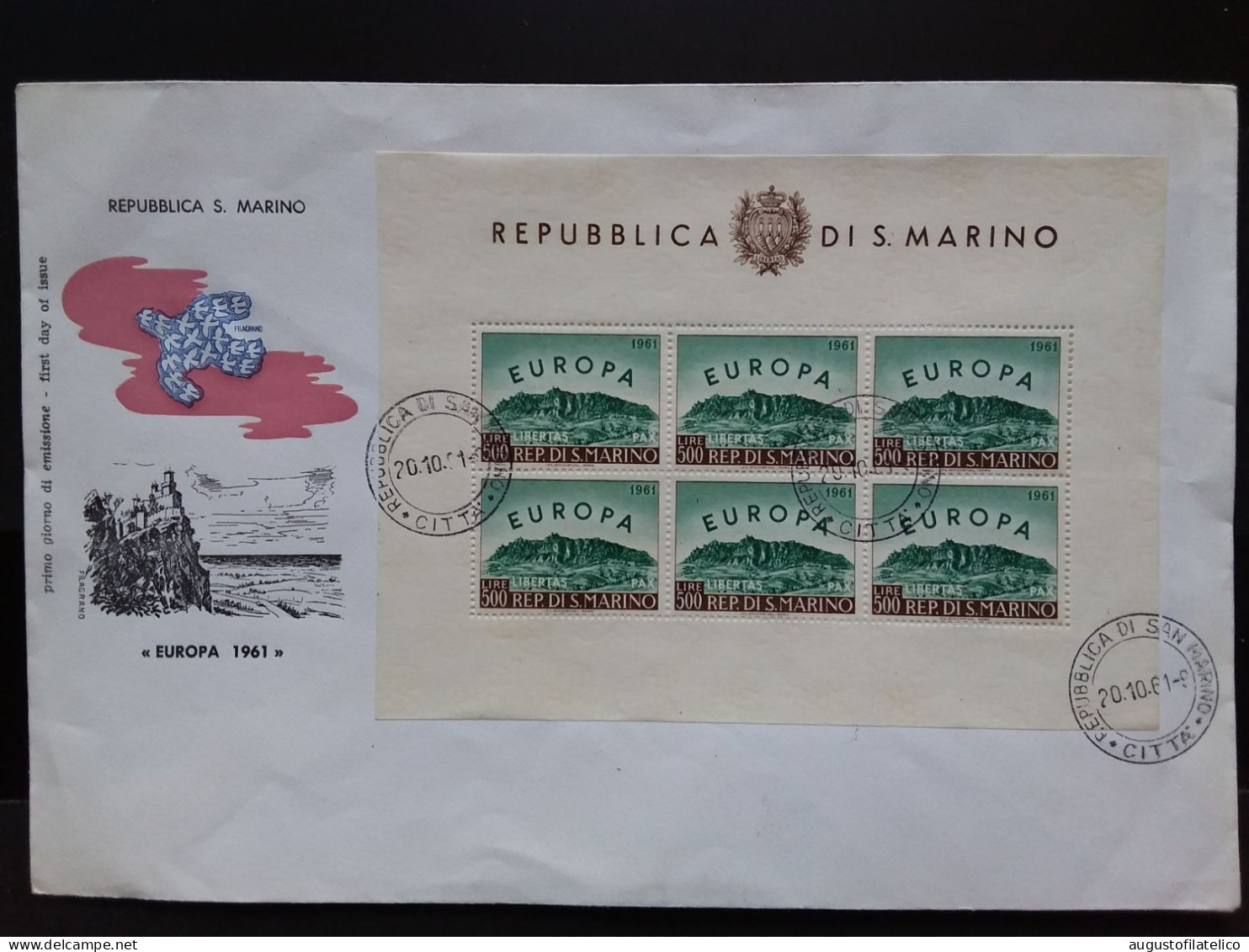 SAN MARINO - BF Europa '61 Su Busta 1° Giorno + Spese Postali - FDC