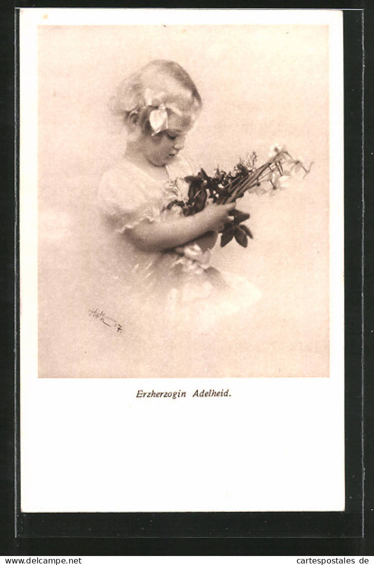 AK Erzherzogin Adelheid, Portrait Mit Blumen  - Familias Reales
