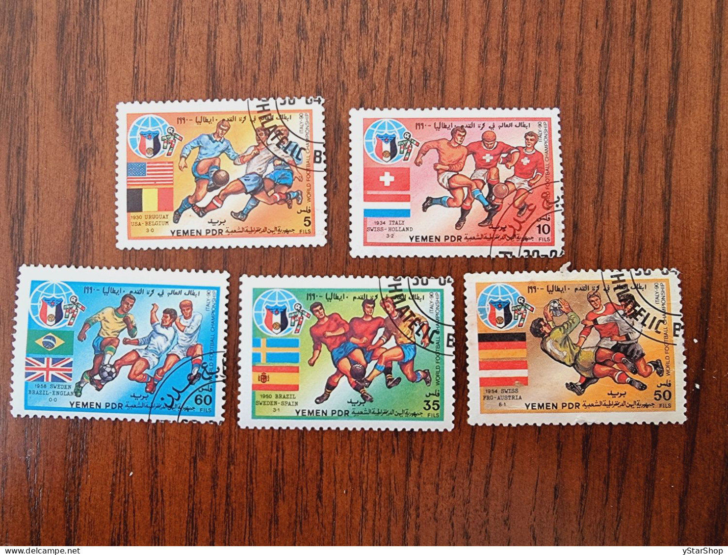 Yemen Stamps Lot - Used - FIFA Football World Cup 1990 - YE-SO 441-42, 44-46 - Yemen