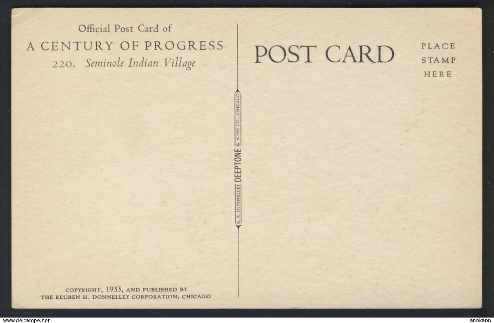 Native American - Seminole Indian Village, C.1933 R H D Co. - Indiens D'Amérique Du Nord