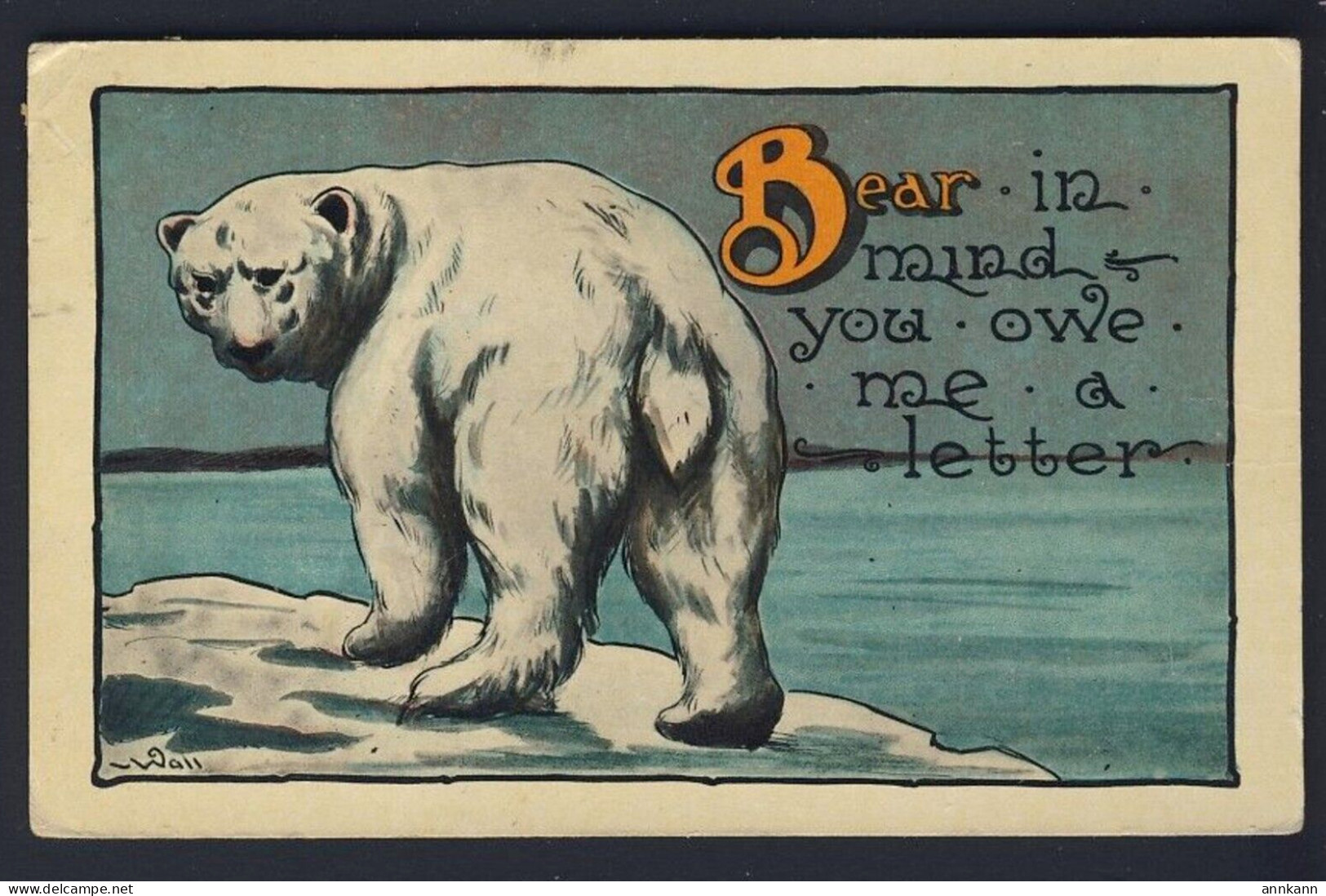 Polar Bear On Snow - White Bear - Bear In Mind You Owe Me A Letter - 1912 - Bären