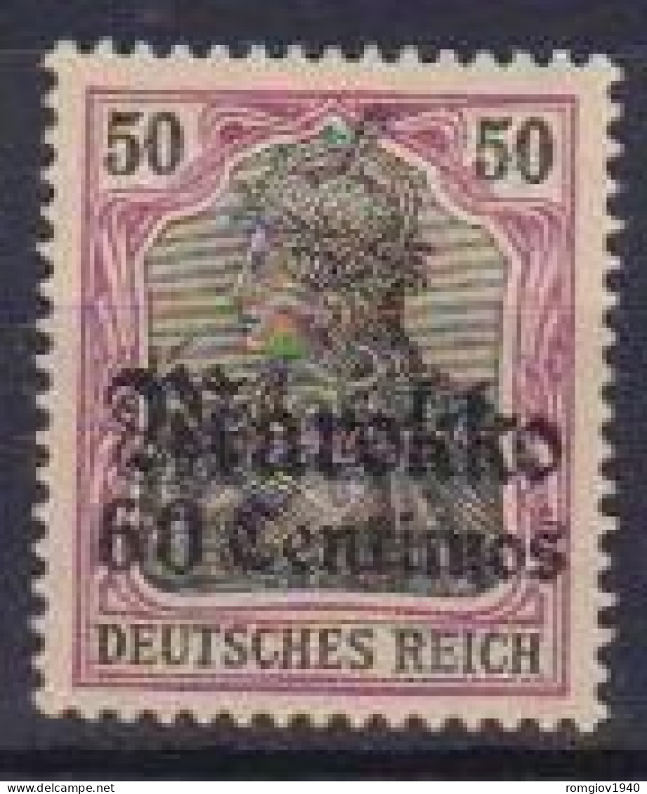 GERMANIA REICH UFFICI IN MAROCCO 1911  FRANCOBOLLI DEL1905 SOPRASTAMPATI FILIGRANA LOSANGHE YVERT 52 MLH VF - Deutsche Post In Marokko