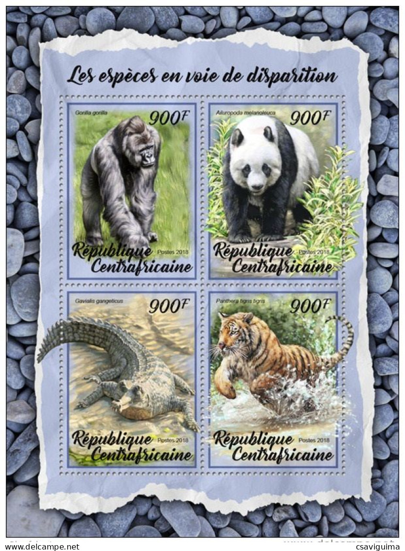 Central Africa Rep. (Centrafricaine) - 2018 - Mammals : Gorilas, Panda, Tiger - Yv 5441/44 - Other & Unclassified