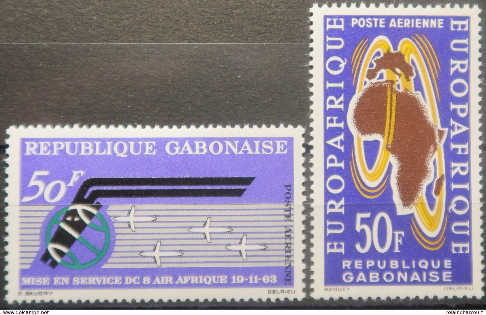 R2253/755 - GABON - 1963 - POSTE AERIENNE - N°17 à 18 NEUFS* - Gabón (1960-...)