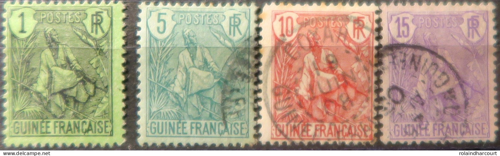 R2253/758 - COLONIES FRANÇAISES -  GUINEE - 1904 - N°18 NEUF(*) + N°21 à 23 Oblitérés - Cote (2024) : 10,75 € - Gebruikt