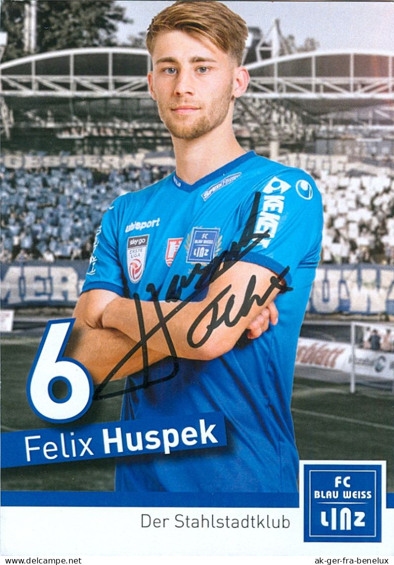 Autogrammkarte AK Felix Huspek FC Blau-Weiß Linz 17-18 BW SK VÖEST VOEST SV Schlüßlberg Grieskirchen Austria Salzburg - Autogramme