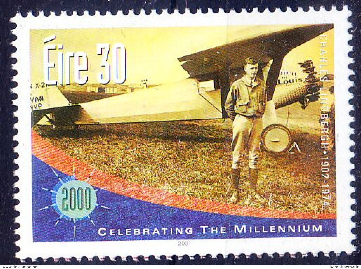 Ireland 2000 MNH, Millennium, Charles Lindbergh, American Aviator, Author, Inventor, Explorer, And Social Activist - Esploratori