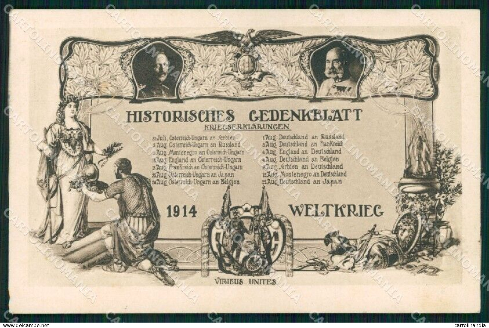 Reali Royalty Kaiser Wilhelm II Franz Joseph WWI Propaganda Cartolina XB7278 - Altri & Non Classificati