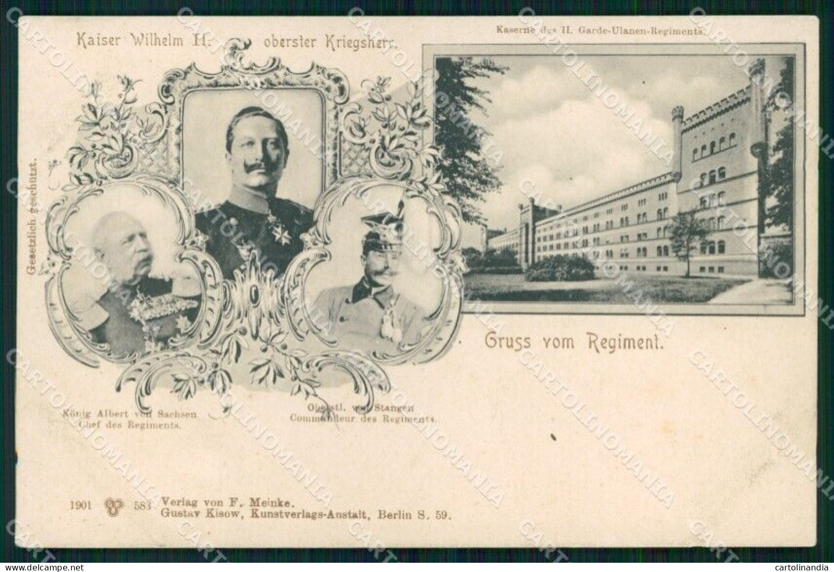 Reali Royalty Kaiser Wilhelm II Gruss Vom Regiment Cartolina XB7295 - Altri & Non Classificati