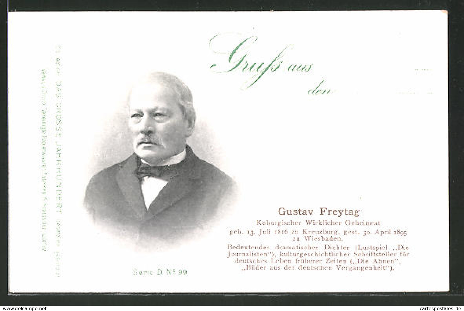 AK Gustav Freytag, Koburgischer Wirklicher Geheimrat  - Writers