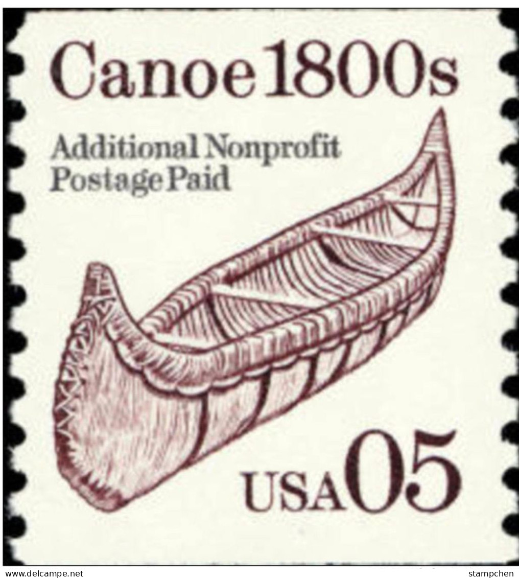 1991 USA Transportation Coil Stamp Canoe Sc#2453 History Ship Post - Coils & Coil Singles