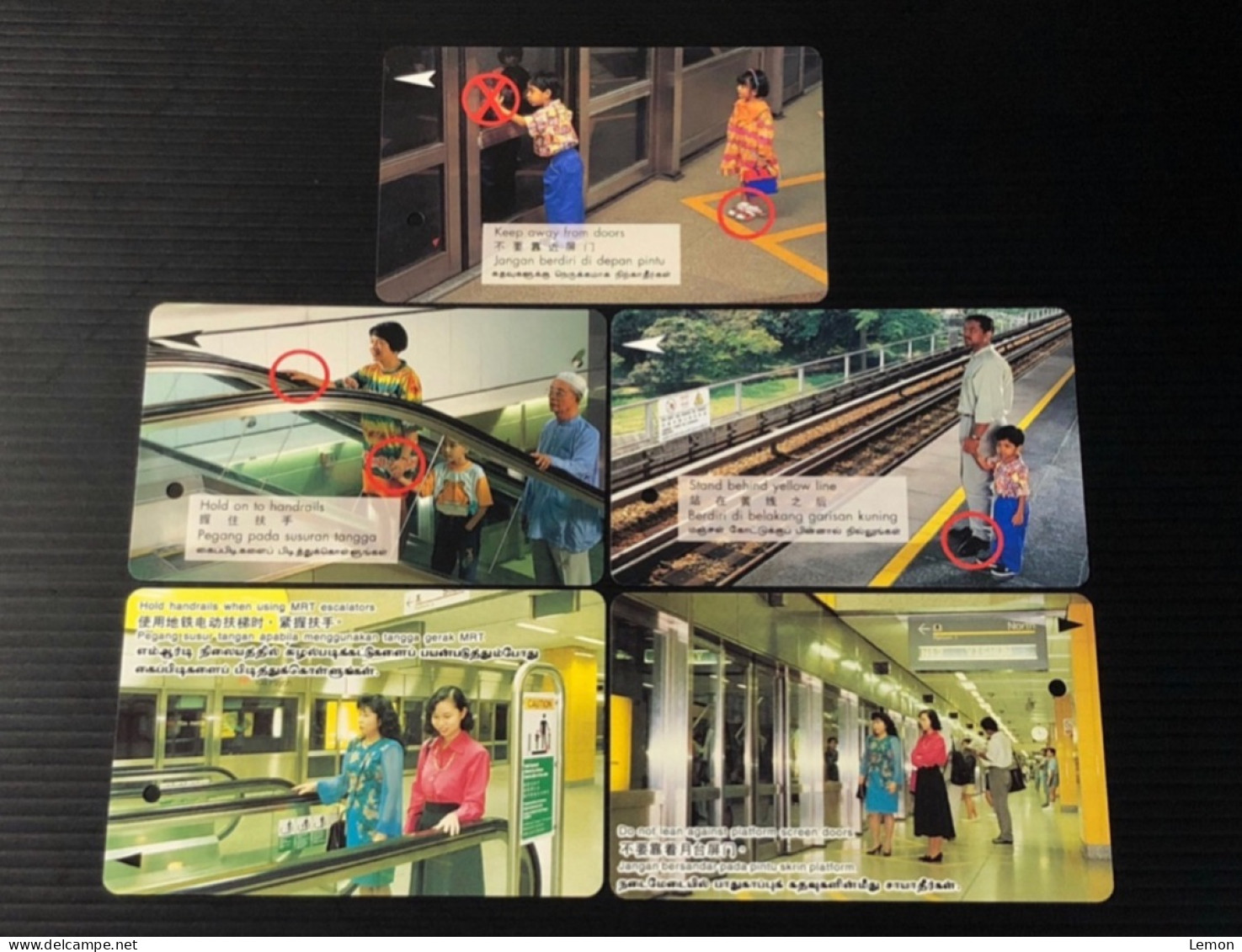 Singapore SMRT TransitLink Metro Train Subway Ticket Card, SAFETY IN MRT STATION, Set Of 5 Used Cards - Singapur