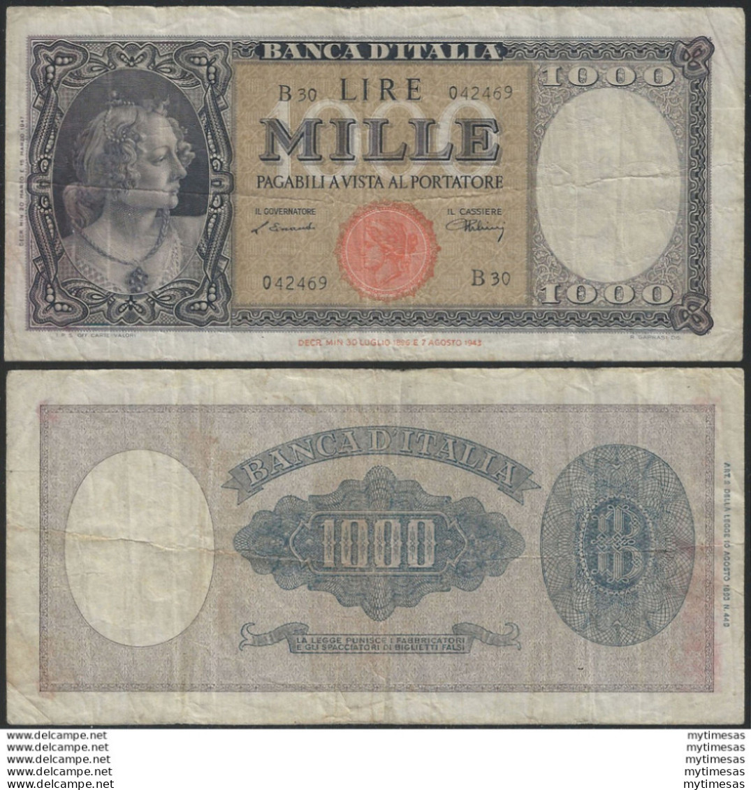 1947 Lire 1.000 Italia BB Rif. Alfa BI 690 - Other & Unclassified