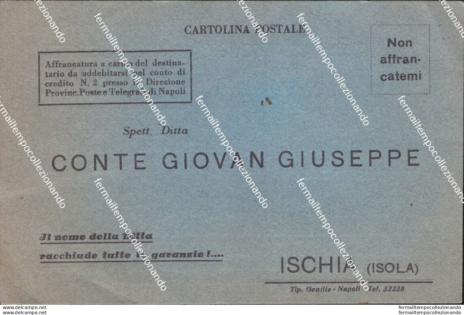 Be757 Cartolina Ischia Ditta Conte Giovan Giuseppe Provincia Di Napoli - Napoli