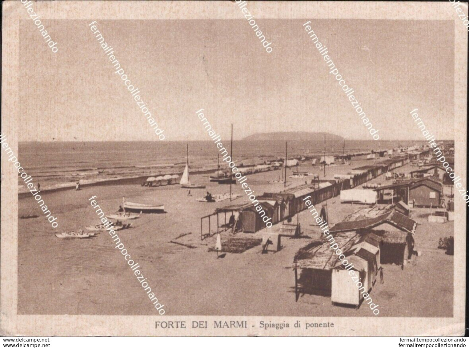 Be766 Cartolina Forte Dei Marmi Spiaggia Di Ponente Provincia Di Lucca 1936 - Lucca