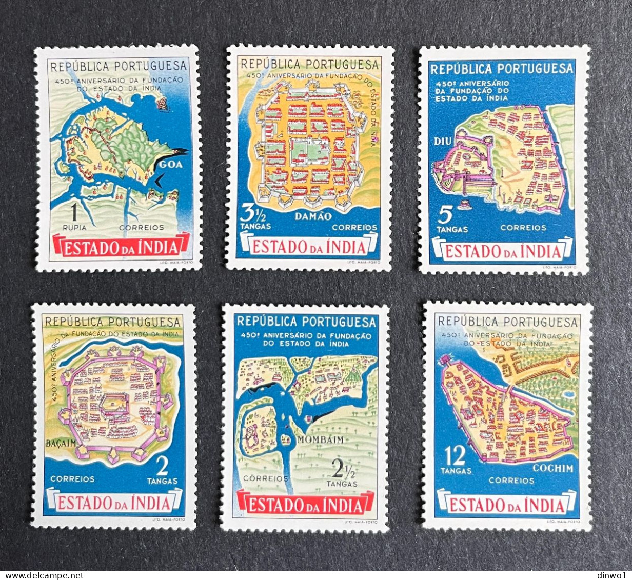 (T1) Portuguese India - 1956 Maps And Fortresses Complete Set - MNH - India Portoghese