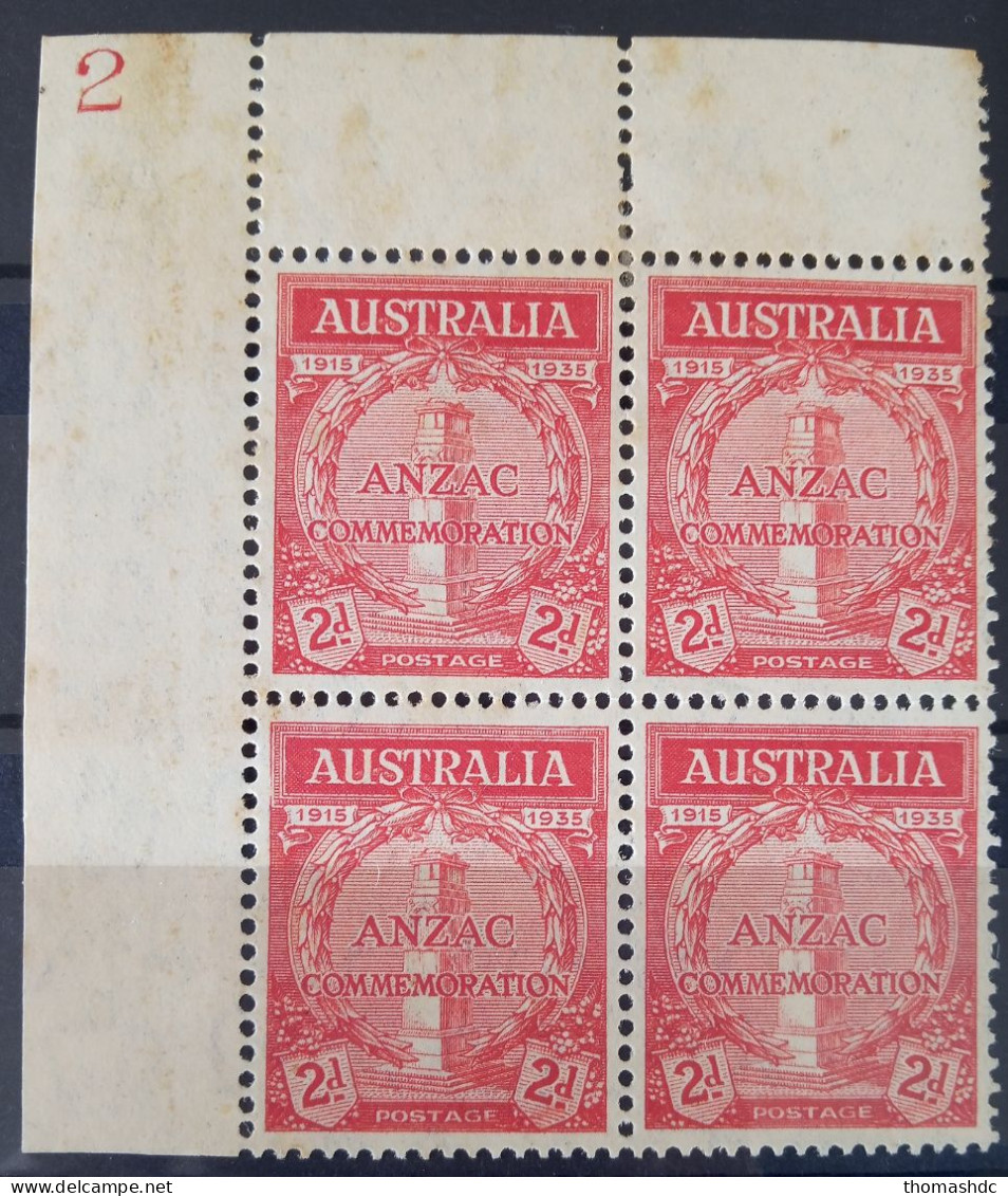 1935 2d Scarlet SG 154 BW164zd Plate Block No. 2 - Ungebraucht