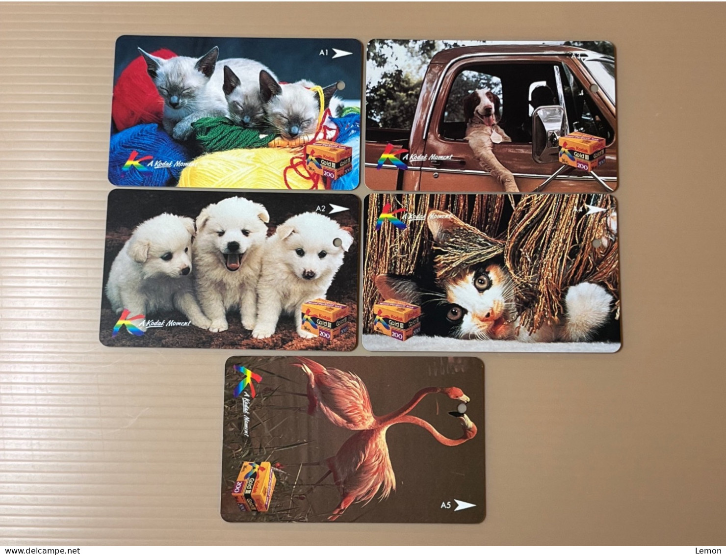 Singapore SMRT TransitLink Metro Train Subway Ticket Card, Kodak Cat Dog Flamingo, Set Of 5 Used Cards - Singapur