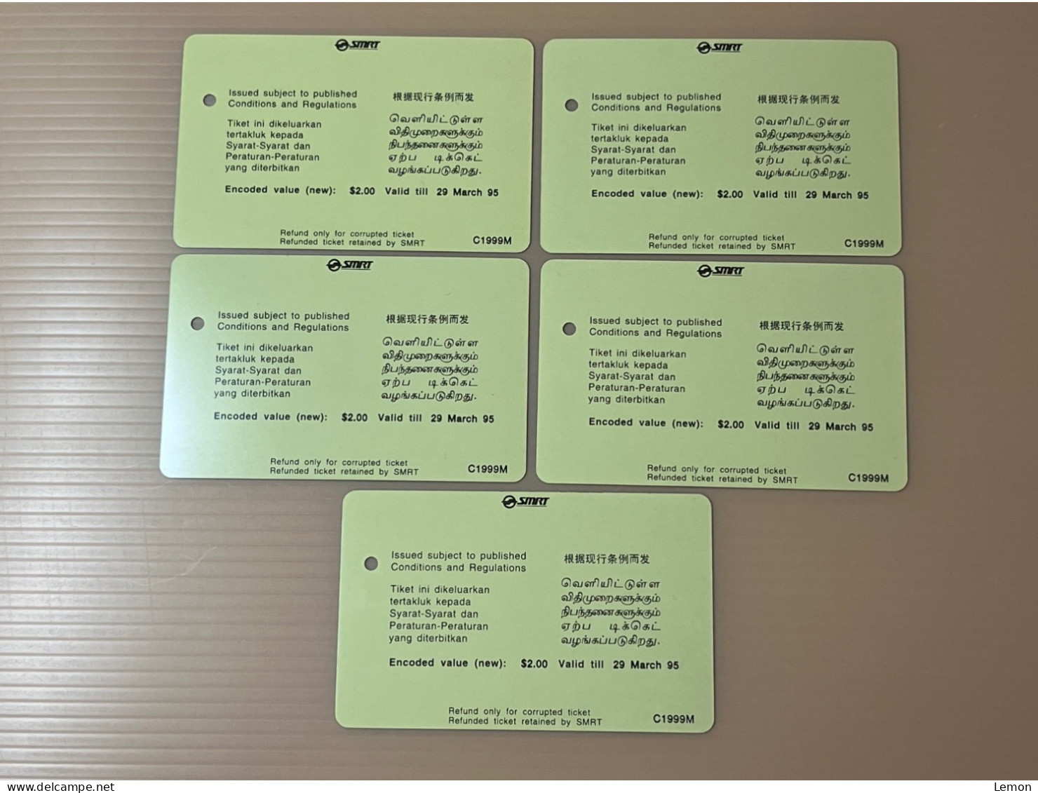 Singapore SMRT TransitLink Metro Train Subway Ticket Card, Kodak Cat Dog Flamingo, Set Of 5 Used Cards - Singapur