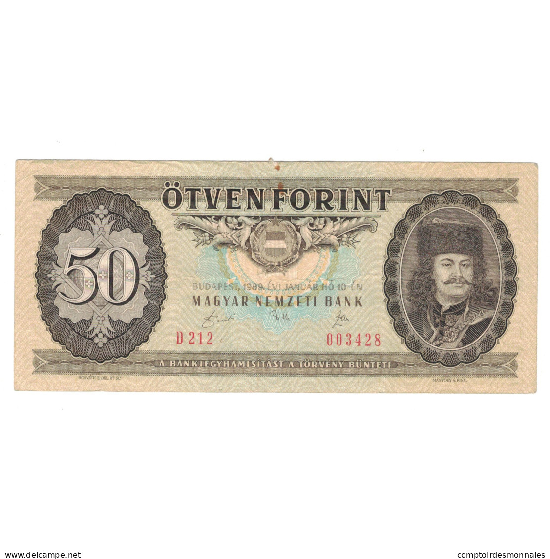 Billet, Hongrie, 50 Forint, 1989, 1989-01-10, KM:170h, TTB - Hongarije