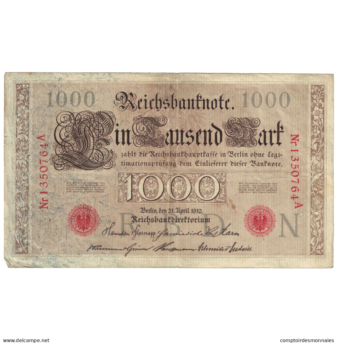 Billet, Allemagne, 1000 Mark, 1910, 1910-04-21, KM:44b, B - 1.000 Mark