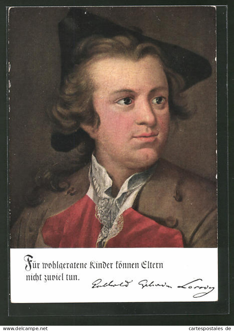AK Deutsche Männer - Deutsche Worte, Portrait Von Gotthold Ephraim Lessing, Dichter  - Schriftsteller