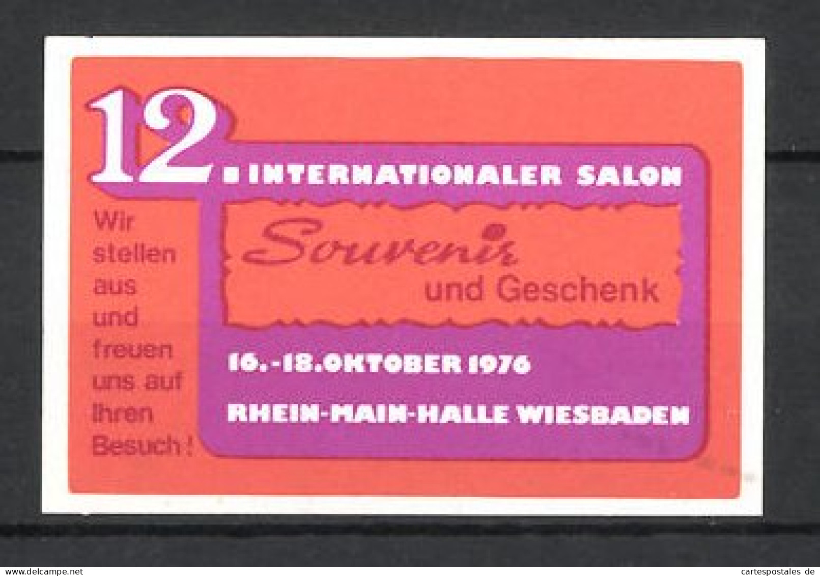 Reklamemarke Wiesbaden, 12. Internationaler Salon F. Souvenier Und Geschenk 1976  - Erinnophilie