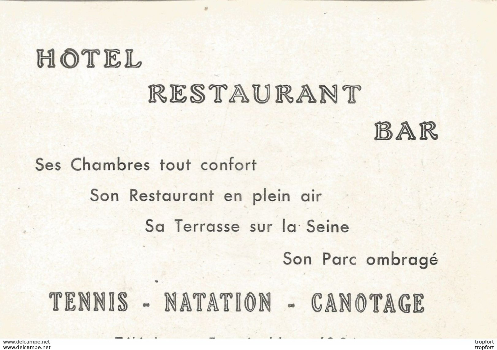 TJ / Feuillet CARTE DE VISITE Publicitaire PUB COUNTRY CLUB DE SAMOIS SUR SEINE Tennis Canotage Bar Natation HOTEL - Visiting Cards