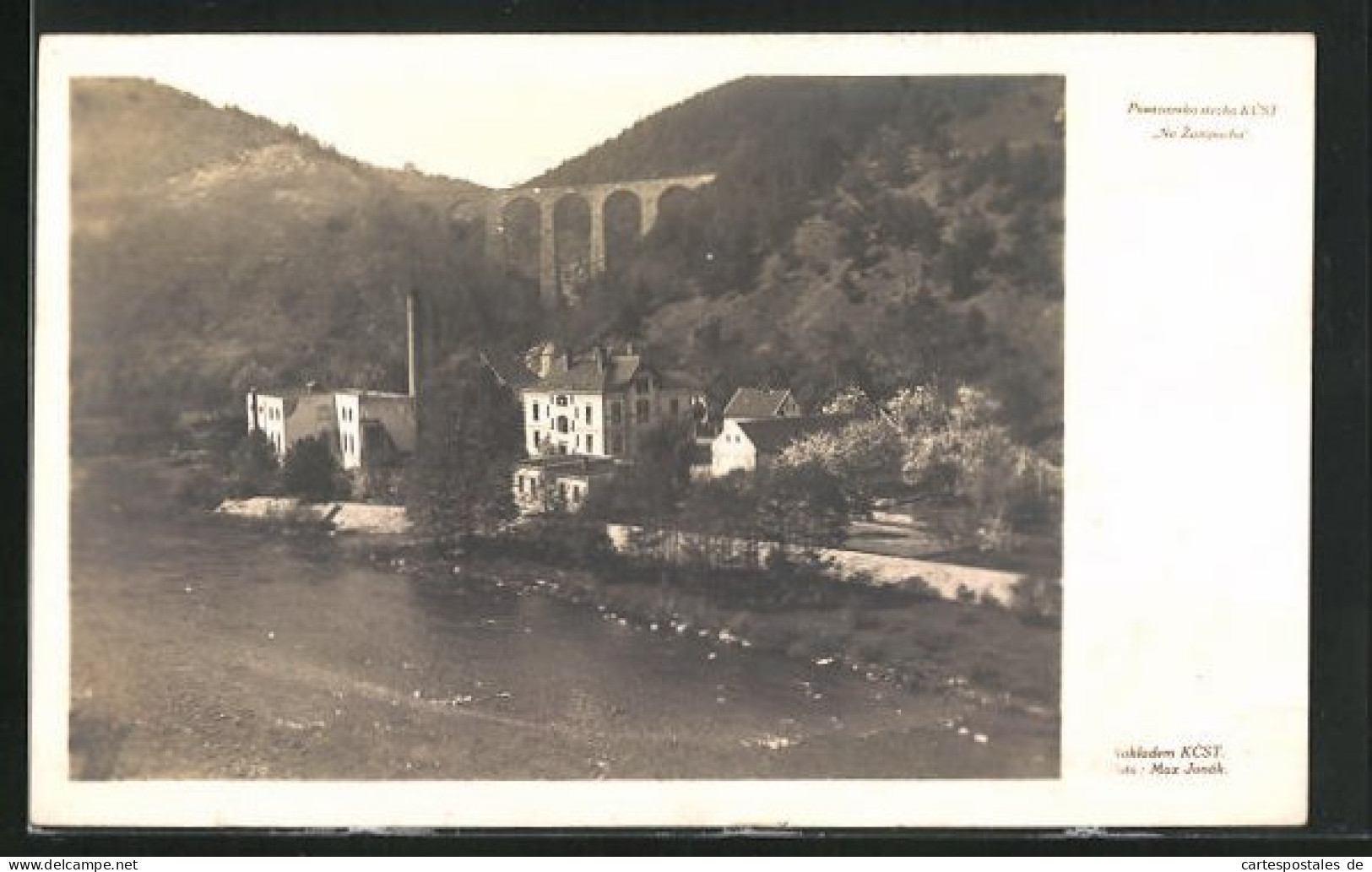 AK Zampach N. Saz., Blick Vom Fluss Auf Ort Und Viadukt  - Tschechische Republik