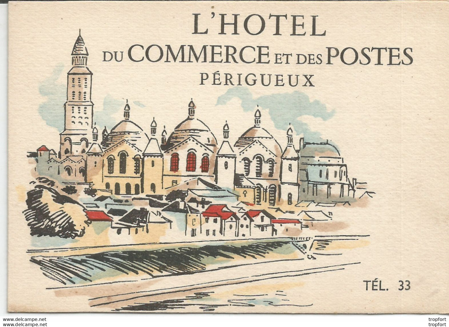 RT / Carte De Visite Ancienne Feuillet PERIGUEUX ( 24 ) Hôtel Du Commerce Et Des Postes - Tarjetas De Visita