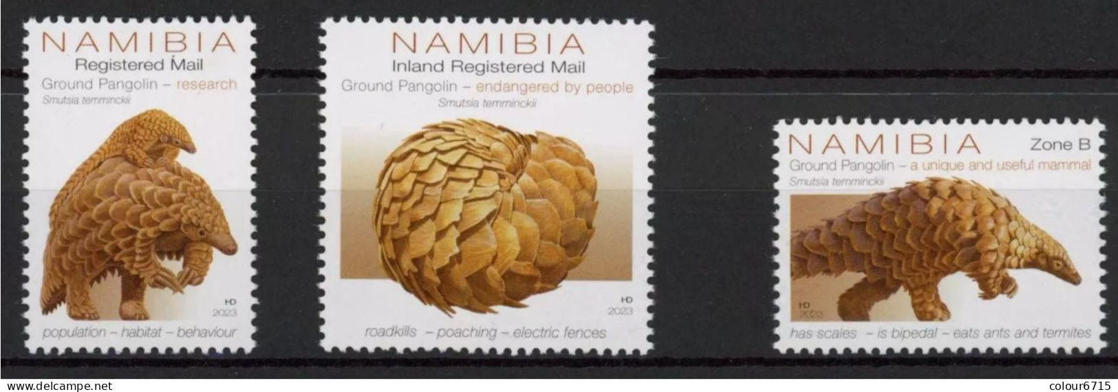 Namibia 2023 Fauna - Ground Pangolin - Smutsia Temminckii Stamps 3v MNH - Namibia (1990- ...)