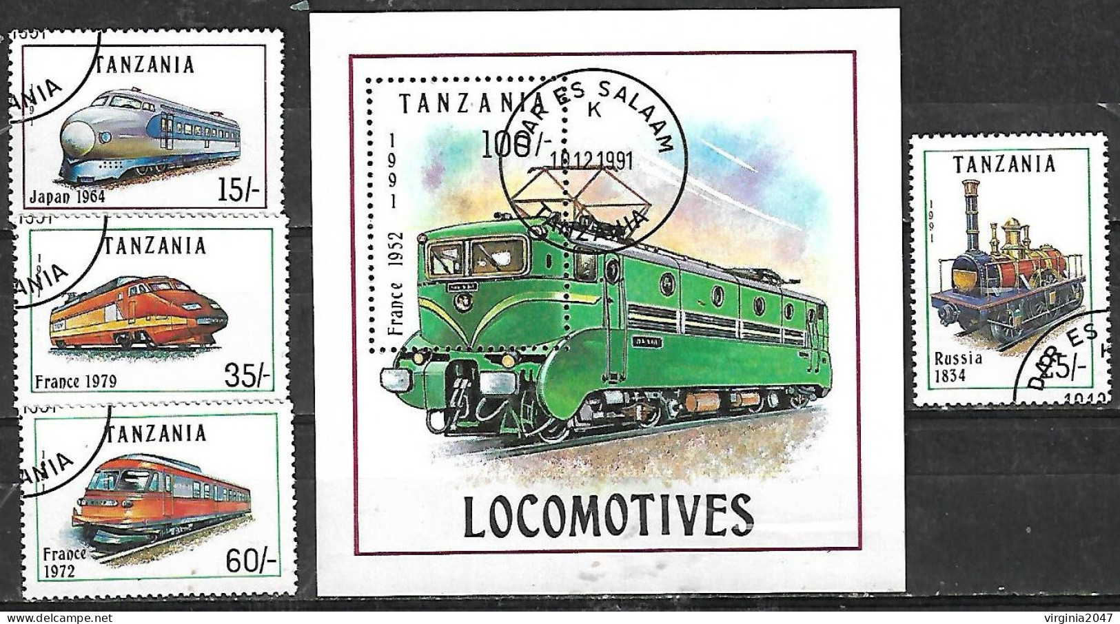 1991 Tanzania Transportes Trenes 4v. + 1 Block - Trains