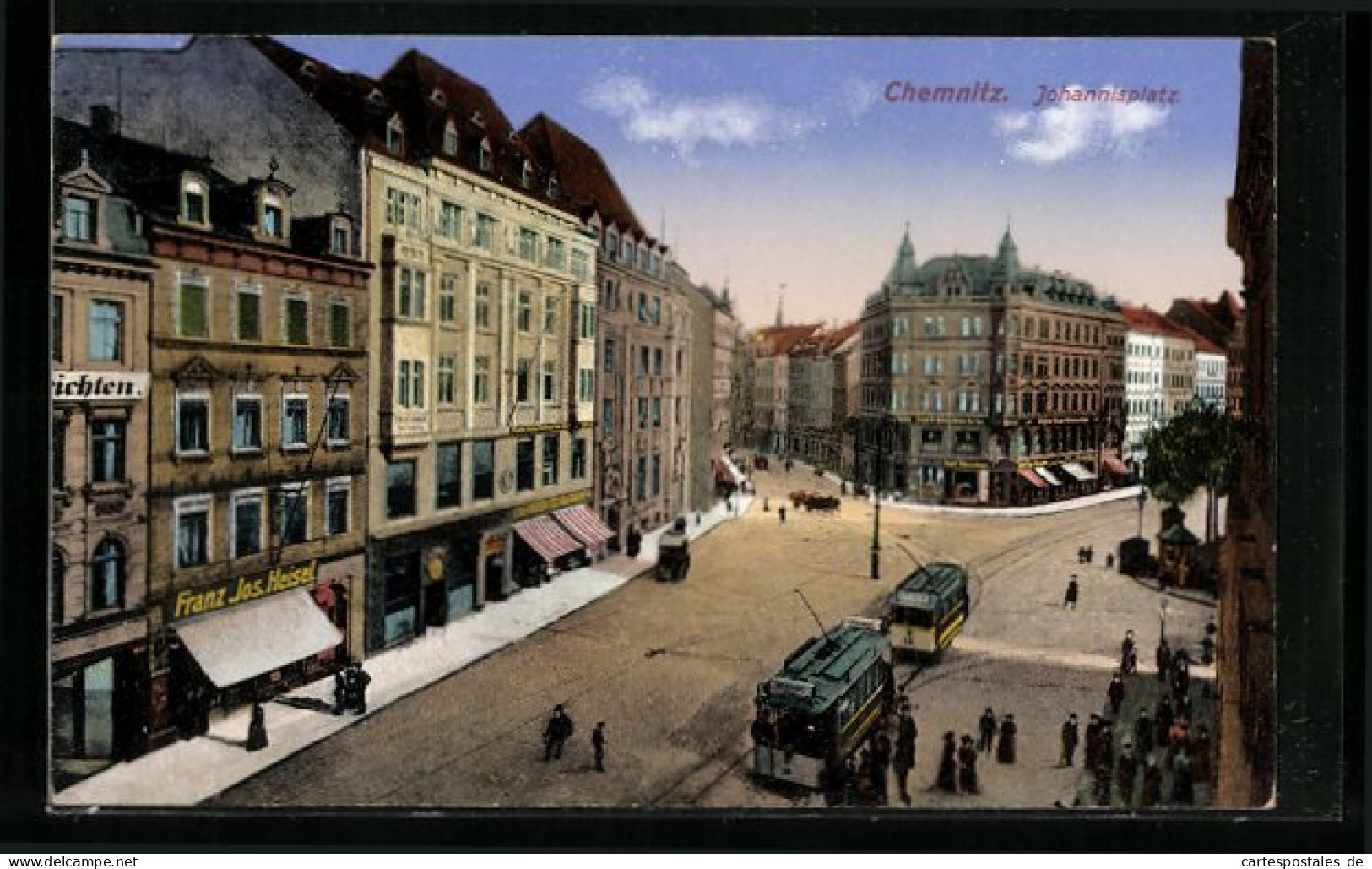 AK Chemnitz, Johannisplatz Mit Strassenbahnen  - Tram
