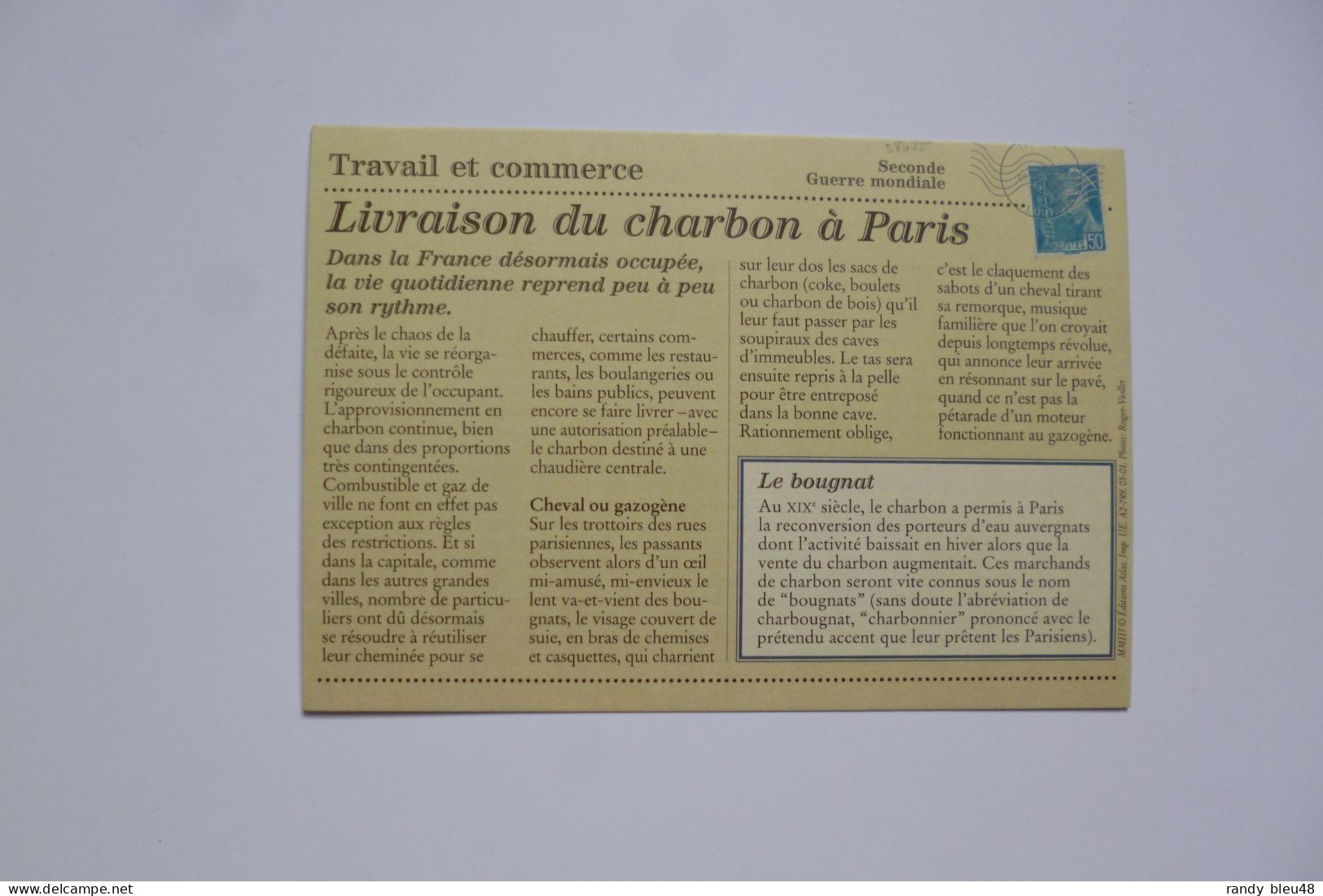 PARIS  -  Livraison Du Charbon  -  Bougnats Au Travail  -    ( 1940 )   -  éditions ATLAS - Venters