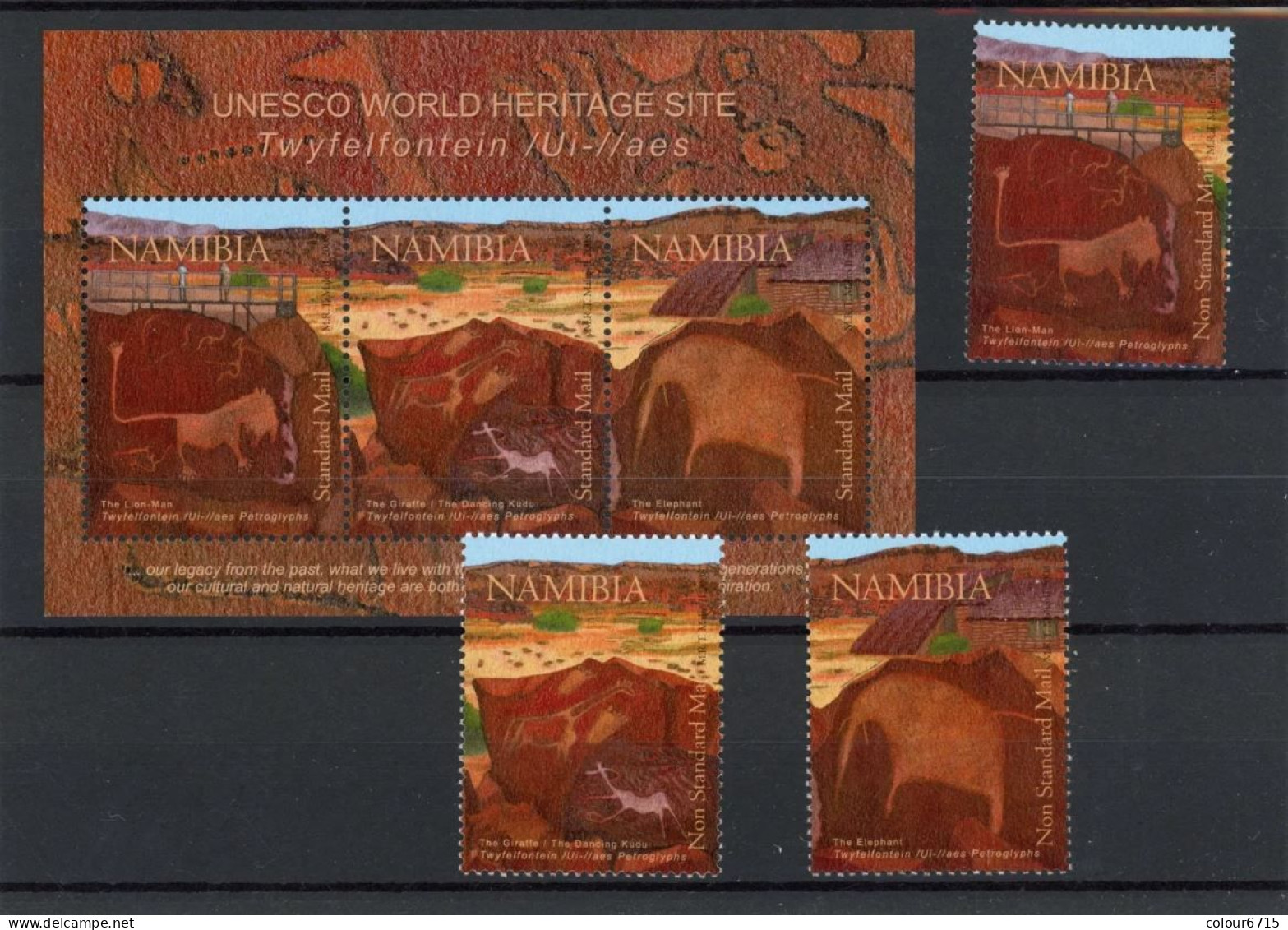 Namibia 2008 UNESCO World Heritage Sites - Twyfelfontein (stamps 3v+MS/Block) MNH - Namibia (1990- ...)