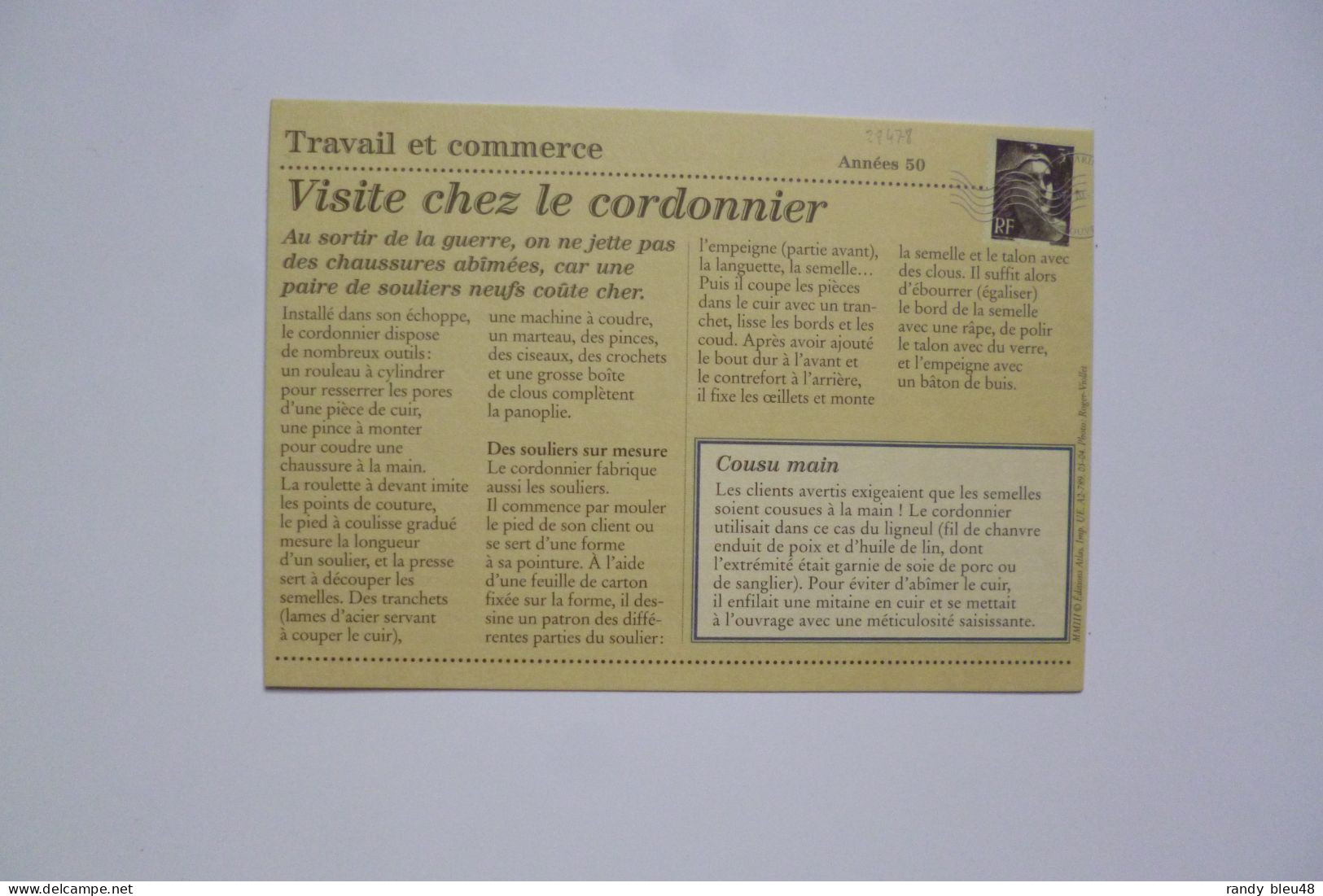 CORDONNIER  -  Artisan Cordonnier      ( 1949 )   -  éditions ATLAS - Craft