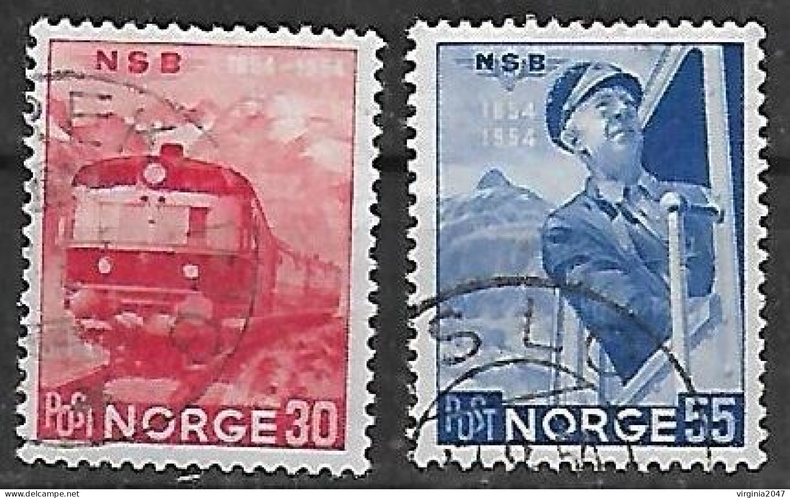 1954 Noruega Transportes Trenes 2v. - Treni