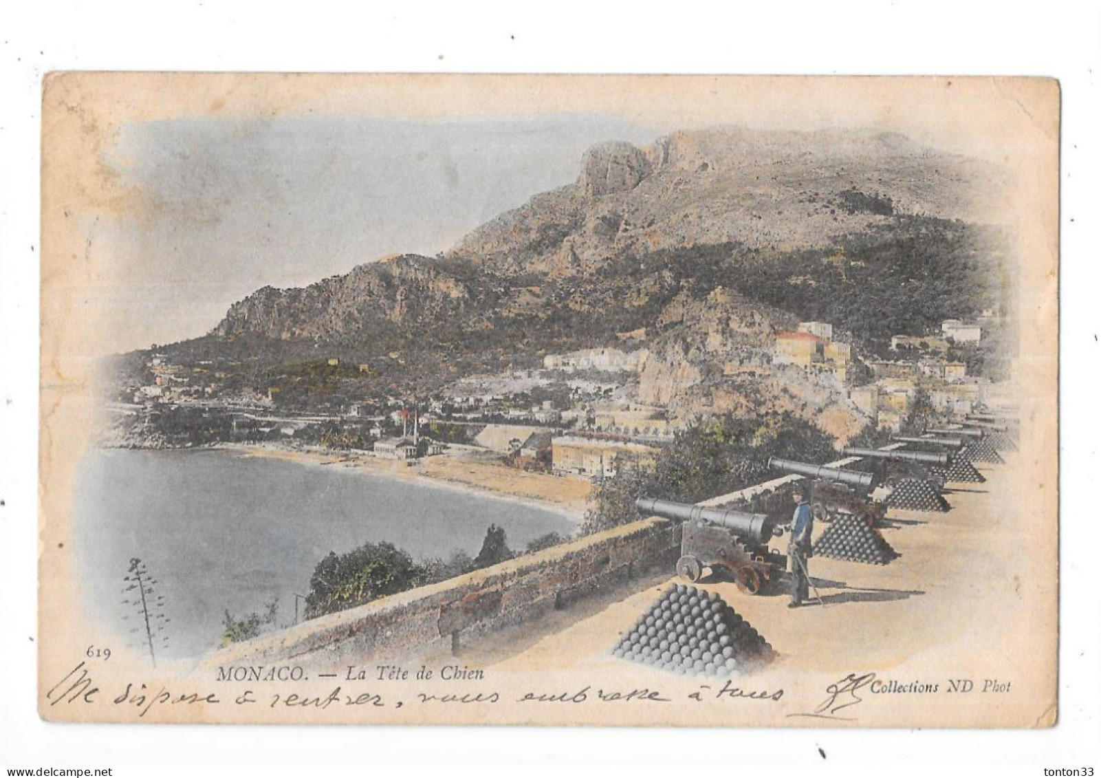 MONACO - CPA DOS SIMPLE COLORISEE De 1903 - La Tete De Chien  - TOUL 6 - - Mehransichten, Panoramakarten